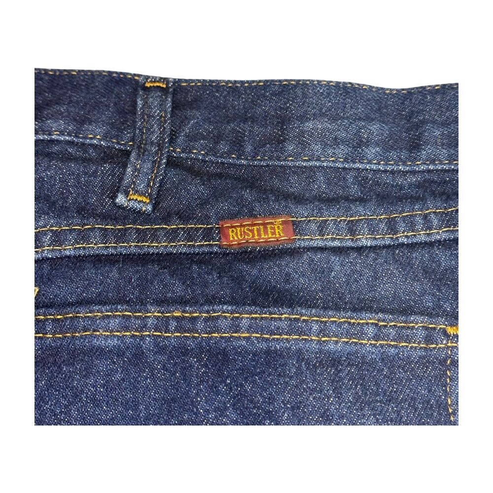 Rustler by Wrangler Jeans Men's 46 x 30 Blue Denim Cotton Straight Leg Dark Wash - Picture 7 of 7